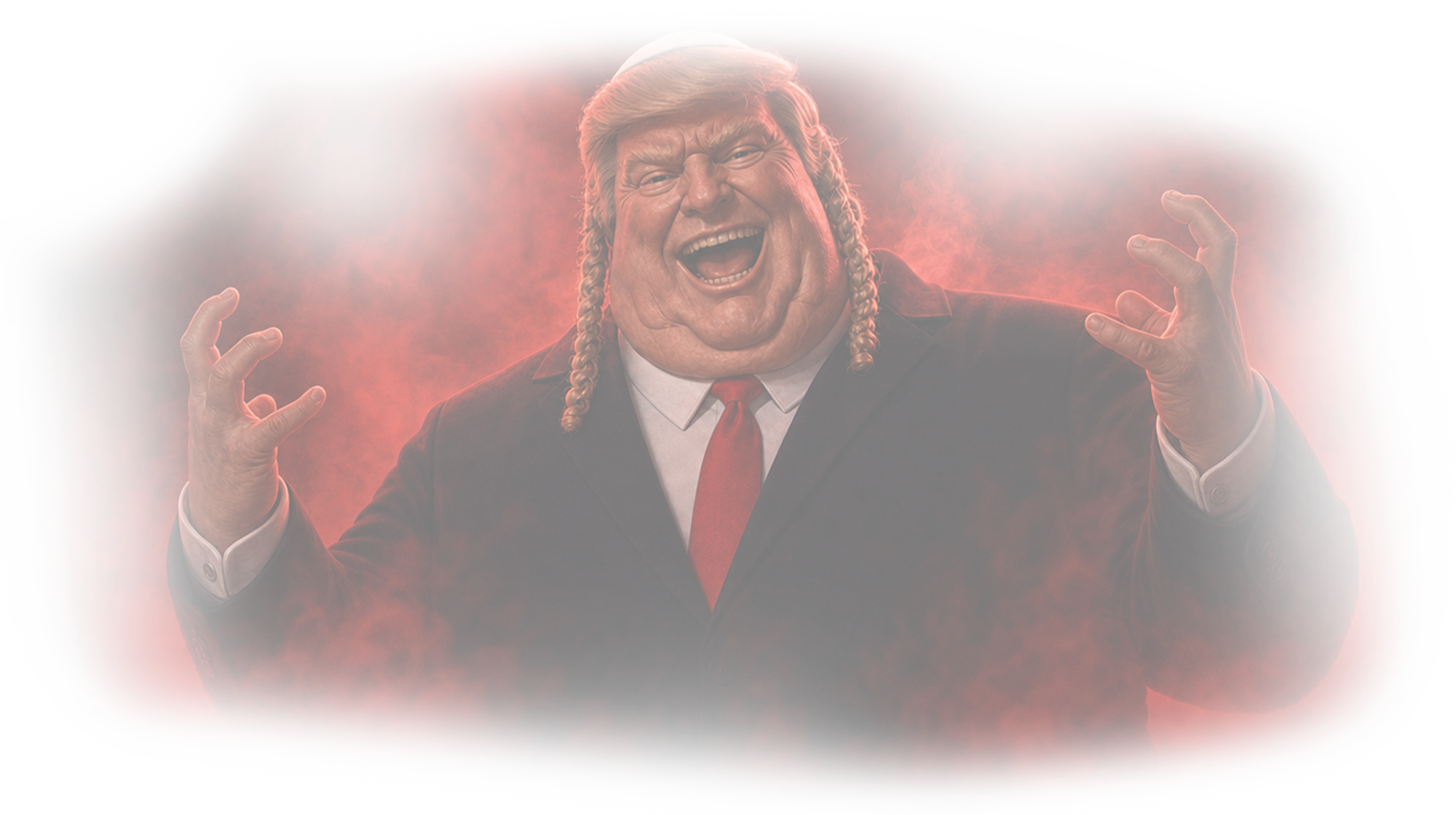 Trump looms behind